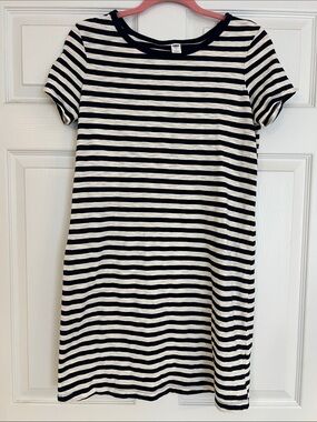 Old Navy white and navy striped tee shirt dress XS